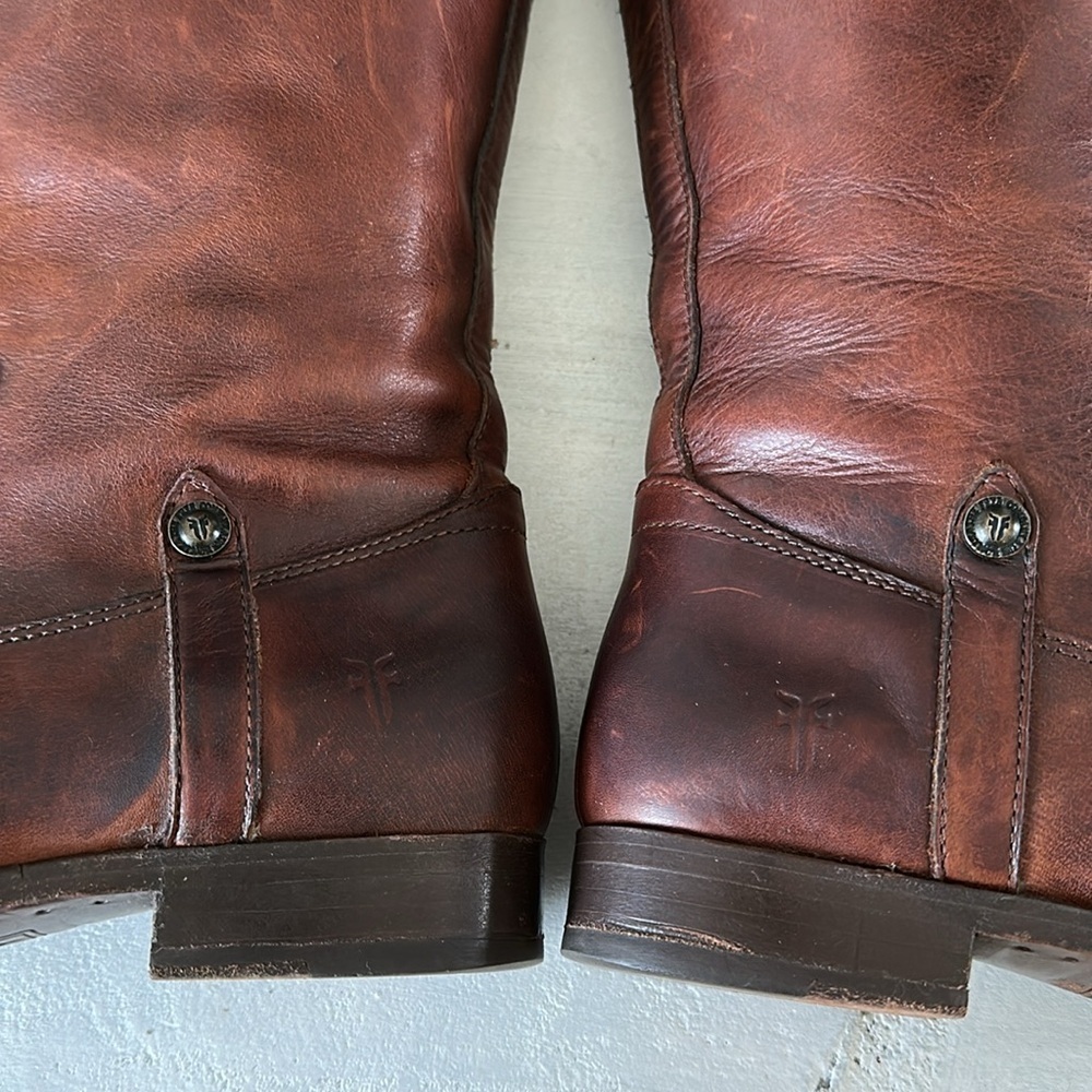 Frye 4001 Buttery Soft Leather Round Toe Tall Riding Boots 8.5 Inside Zipper - Picture 12 of 16